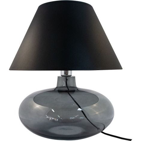 Lampe de table verre fumé abat-jour noir E27 Zuma Line (1/4)