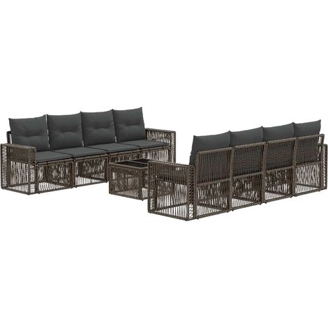 Gartensofa-set 9 stk. Grau Poly-Rattan vidaXL (1/5)