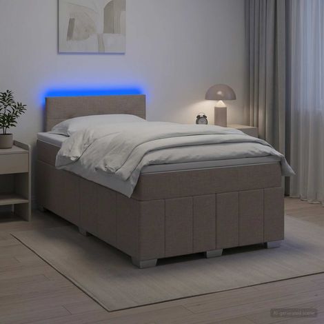 vidaXL Lit boxspring avec matelas Taupe 120 x 190 cm Tissu (1/5)