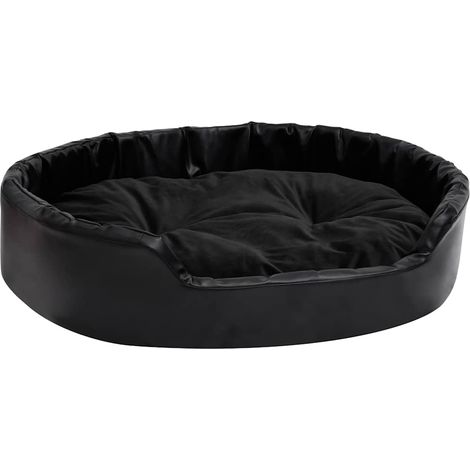 Panier pour Chien Lit Canapé Déhoussable en Peluche et Similicuir Noir 90 x 79 x 20 cm (1/5)