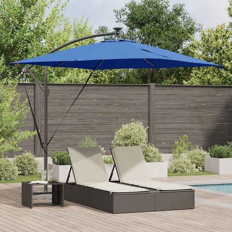 Sonnenschirm mit LED-Lichtleisten Azurblau 249 x 249 x 250 cm