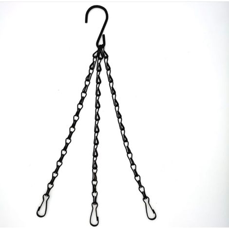 Chaînes suspendues avec crochets pour mangeoires à oiseaux, paniers et jardinières, lot de 4, métal robuste, noir, 120 cm, fixation facile pour balcon et terrasse