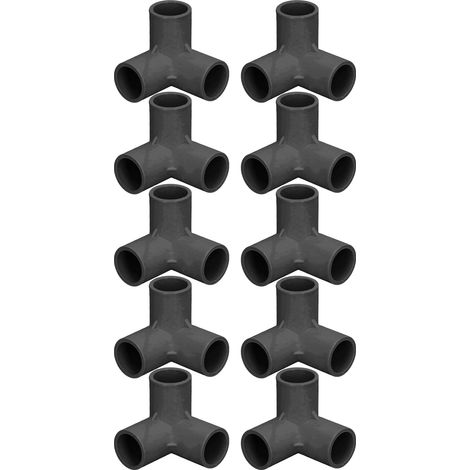 10 pièces Raccords de tuyaux en PVC 3 voies Raccord en T en plastique Coude Connecteur d'angle 25mm de diamètre intérieur Noir (1/5)