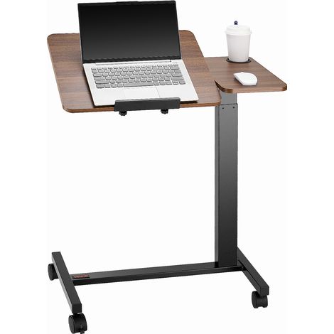 VEVOR Tavolino da Letto Mobile con Scrivania Ribaltabile e 4 Ruote, Scrivania per Laptop, Ruote Regolabili in Altezza e Angolazione con Portabicchieri, Scrivania Portatile da Letto per Ufficio, Studio