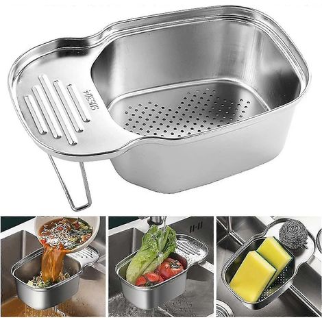 Panier égouttoir d'évier, égouttoir d'angle multifonctionnel pour récupérer les déchets alimentaires, panier de vidange en acier inoxydable