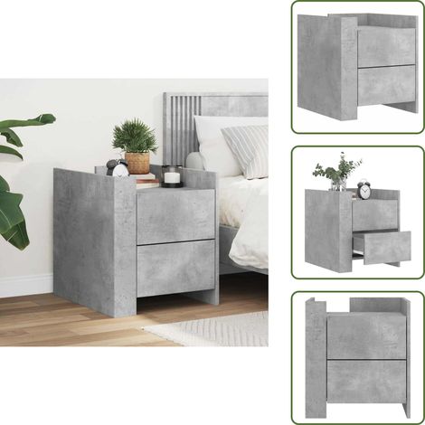 Nachttisch Betongrau 45x50x50 cm Holzwerkstoff - Nachttisch - Beistelltisch - Wohnzimmerschreibtisch - Holzwerkstoff - Grau