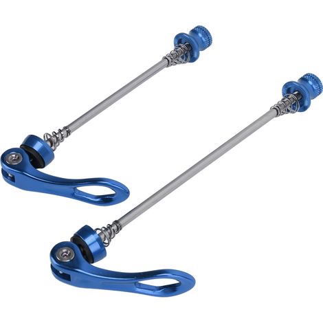 Lot de 2 leviers de serrage rapide pour vélo, amovibles et faciles à remplacer. Légers et disponibles en 4 couleurs (bleu). Compatibles VTT et vélo de route. (1/5)