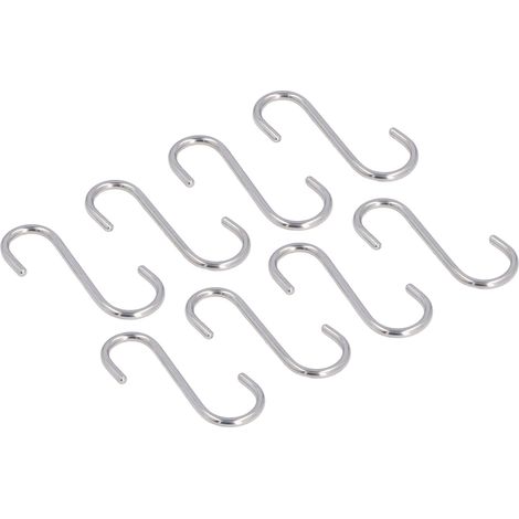 Set mit 8 verstärkten S-Haken aus Edelstahl 304, groß, für Küche und Bad, zum Aufhängen von Kleidung. (1/5)