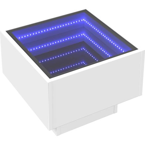 Mesa auxiliar salón mesa de centro con LED 40 x 40 x 30 cm madera contrachapada blanca DEC031288 (1/5)