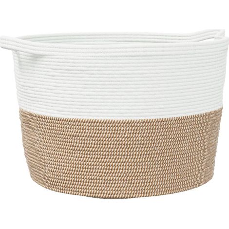 Panier à linge,Panier à vêtements marron et blanc Ø60x36 cm coton CFW149845 (1/5)