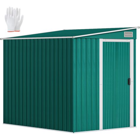 7 x 5ft Galvanised Metal Shed, with Sliding Door - Green