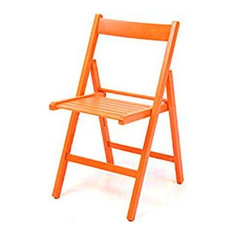 4X Sedia pieghevole in faggio di alta qualita colore arancio 43x48xh.79 cm EFFEZ