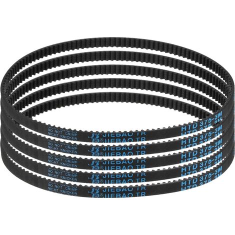 5pcs HTD-3M Rubber Timing Belt 125 Teeth, 375mm Pitch Length x 6mm Width x 2.4mm Height, Closed Loop Pulley Belt (1/5)