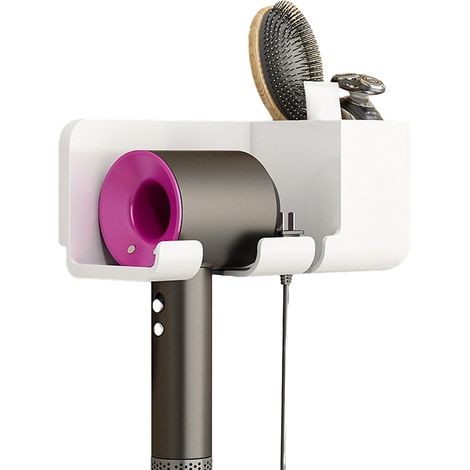 Support Sèche-Cheveux Mural Sans Perçage - Organisateur Outils Coiffure Adhésif - Pour Salle De Bain Et Vanity - Lot De 1 (1/5)