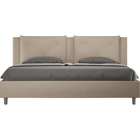 Letto matrimoniale king size con rete imbottito 200x200 similpelle tortora Appia (1/4)