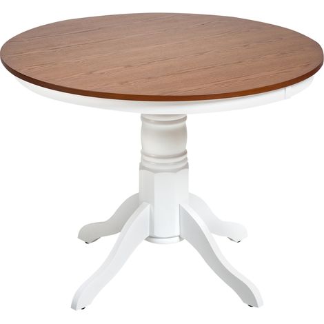 Mesa de comedor redonda vintage retro con pedestal ø 100 cm de madera oscura de fresno Akron