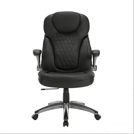 Silla de oficina direccional con respaldo alto en PU y malla, altura regulable, negra MODENUIT (1/5)