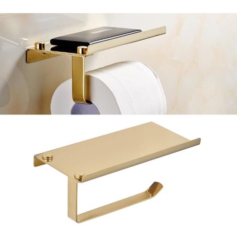 Support rouleau WC, inox, doré, pour rouleau papier toilette (1/5)