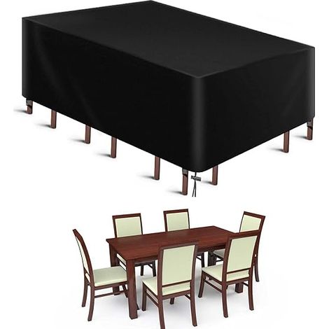 Housse Salon de Jardin, 420D Oxford Tissu Housse Table de Jardin Protection pour Tous Les Temps, pour Ensembles de Table et de Canapé avec Corde et Boucle Verrouillage （ 242 x 162 x 100cm） (1/5)