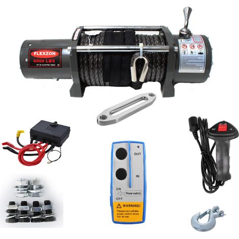 Elektrische Winde 6000 LBS (2720 kg) 12 V/24 V mit Fernbedienung zum Abschleppen von Autos, Geländewagen, Pannenhilfe usw.