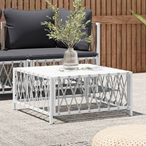 vidaXL Tavolo da Giardino Bianco 70x70x34 cm in Tessuto Intrecciato (1/5)