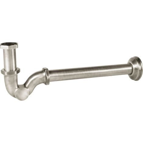 SIFÓN CURVO ARTICULADO CON REGISTRO PARA LAVABO ACERO
