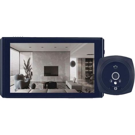 Bardusch-Sonnette vidéo intelligente sans fil avec caméra et surveillance électronique vidéo judas miroir de porte antivol noir (1/2)