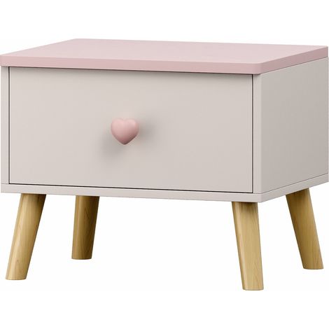 Comodino per bambini comodino cassettiera mobile contenitore 31 x 38 x 30 cm bianco e rosa 030011028