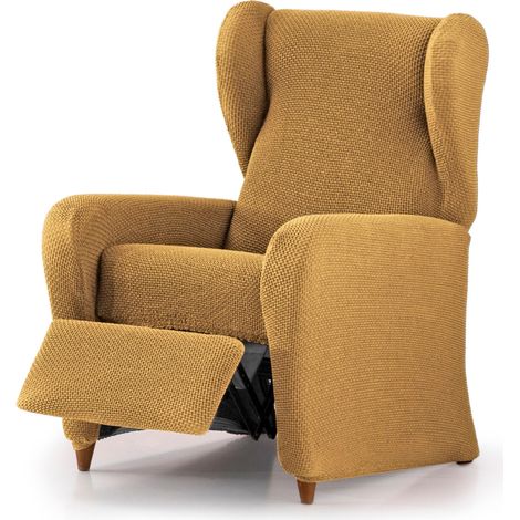 Housse de Fauteuil de Relaxation bi-élastique en 4 pièces, Respirante et Facile à Installer, Couleur Moutarde, Protection complète et Style tapissé