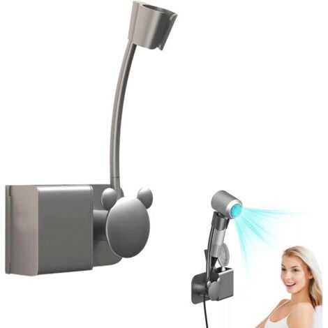 360° verstellbarer, freihändiger Haartrocknerhalter, Wandhalterung für Haartrockner mit Kabelaufhängung, flexibler Haartrocknerhalter zur Wandmontage (1/4)