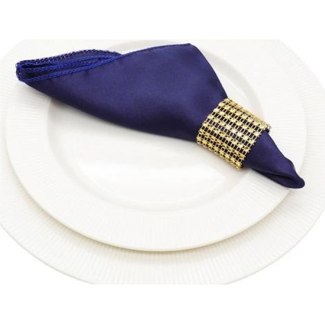 Serviette de Table - Satin doux - 50 pièces - 11.81x11.81 pouces - Bleu Navy - Lavable (1/4)