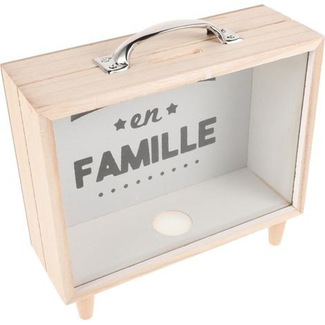 Tirelire Carrée en Bois avec Poignée, 1 Pièce, Petite (1/5)