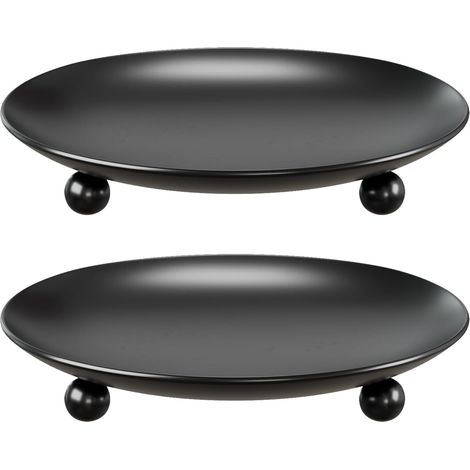 APEX Bougeoirs noirs, 2 bougeoirs en métal de haute qualité, plateaux cylindriques pour bougies, centres de table. (1/5)