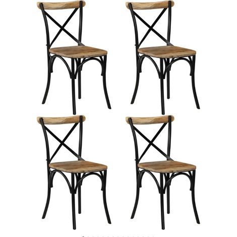 Chaise manguier massif et acier noir Tiphen - Lot de 4 (1/5)