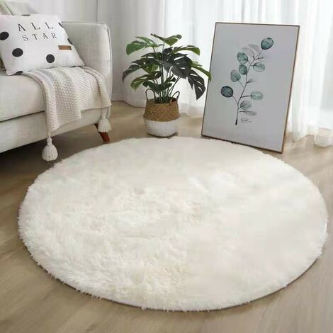 Tapis En Fourrure Synthétique - 80 x 80 cm - Pour Canapé Chaise Sol Chambre À Coucher Salon - Blanc