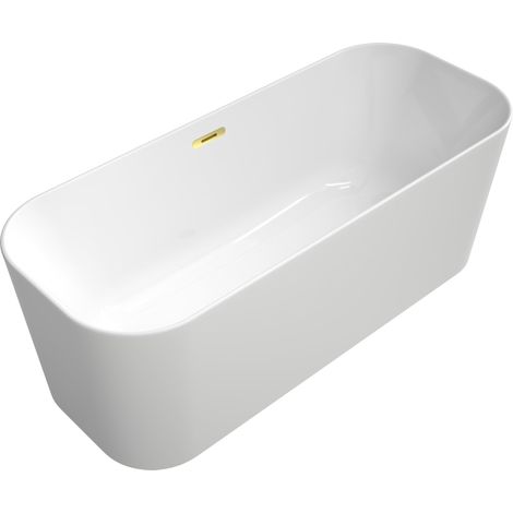 Baignoire Villeroy & Boch Finion Duo Quaryl UBQ177FIN7N300V3, 1700 x 700 mm, finition dorée, autoportante, robinet poussoir ouvert, trop-plein, fonction émotion, alimentation en eau - UBQ177FIN7N300V3 (1/4)