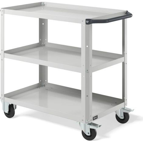 carrello da officina fami "clever small" con tre ripiani in acciaio grigio 90,8x51,5x81,9 cm (1/2)