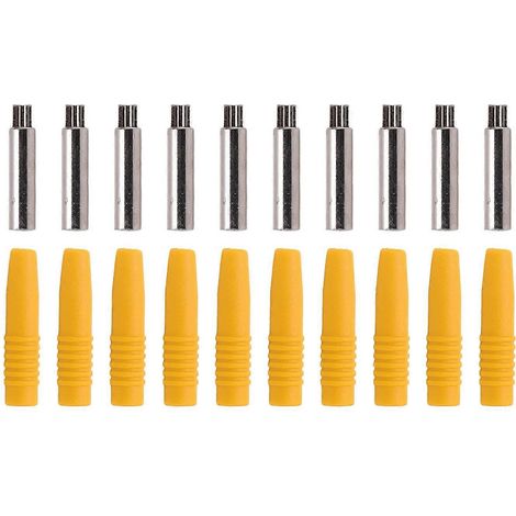 10 connecteurs banane isolés de 2 mm avec capuchon de protection pour appareils de test, jaunes (1/4)