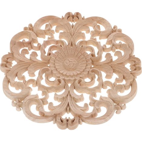 Décoration Bois Ronde Sculptée Délicate pour Meubles et Fenêtres, Bois Naturel Pouvant être Peint et Teinté, pour Art et Décoration Intérieure Plusieurs styles (1/5)