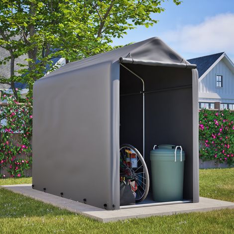 Abri vélo jardin 187x100x160 cm, Abri de jardin pliable avec structure acier, Tente rangement extérieur pour balcon terrasse cour, garage étanche gris (1/5)
