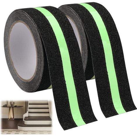 Phosphoreszierendes Antirutschband für Treppen (2 Rollen), 5 cm x 10 m - selbstklebendes Antirutschband für den Innen- und Außenbereich. (1/5)