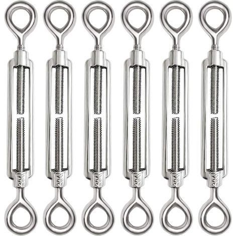 6 Pièces Tendeur Cable M6 Tendeur Cable Inox 304 Réglable Oeil de Ridoir et Oeil pour Tendeur de Fil Cable Acier Corde Crochet Tendeur Accessoires (1/5)
