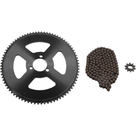 Kit chaîne et pignon : pignon 80 dents 25 trous 34 mm, chaîne 10 dents 146 maillons. (1/5)