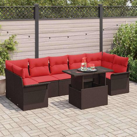 Set Divano da Giardino 8 pcs Marrone Rattan in Polipropilene vidaXL (1/5)