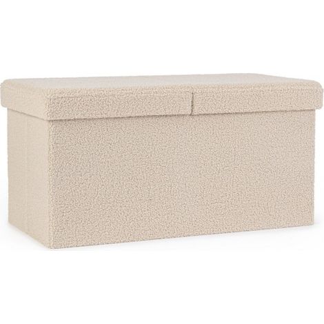 Pouf contenitore Joris con effetto bouclè beige cm 76x38x38 (1/5)