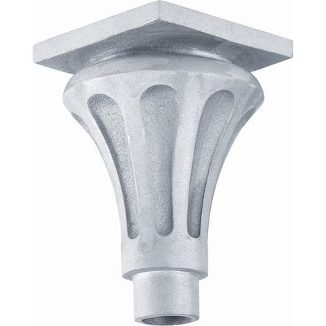 Base ou chapiteau avec socle, forme trompette royale - Hauteur 235mm base largeur 180mm pour tube Ø80mm - Aluminium - DECO FER FORGE