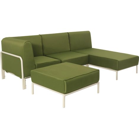 Salon de jardin bas modulable uni 4 places vert kaki - Patio