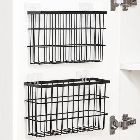 Küchenschranktür-Aufbewahrungsbox,Selbstklebende Wandmontierte Aufbewahrungsbox 2 Stück ,Schrank Organizer Küche,Badezimmer/Kühlschrank (1/4)
