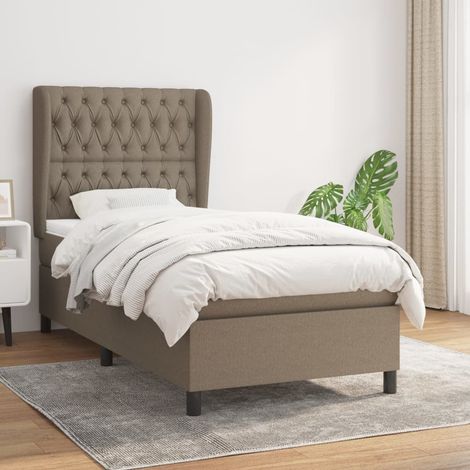 Lit à sommier tapissier avec matelas - Lit Adulte - Meuble de Chambre à Coucher - Taupe 90x200 cm Tissu VSGS920158 (1/5)