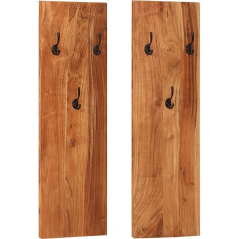 Wandgarderoben 2 Stk. 36x3x110 cm Massivholz Akazie